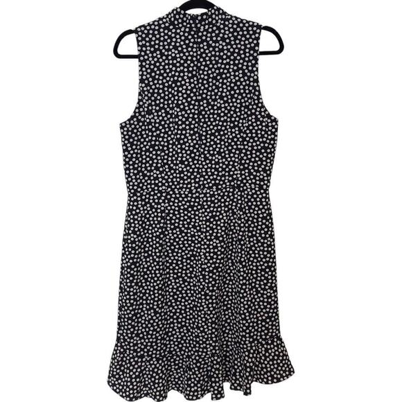 Betsey Johnson Polka Dot Ruffle Detail Sleeveless Flounce Dress Navy/Ivory (14) - Picture 5 of 12